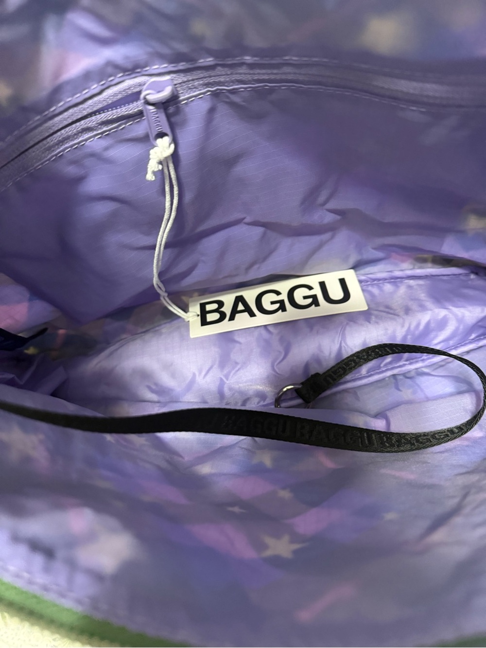 BAGGU Women's Plaid Star-Print Shoulder Bag in Green & Purple NWT - Picture 3 of 4